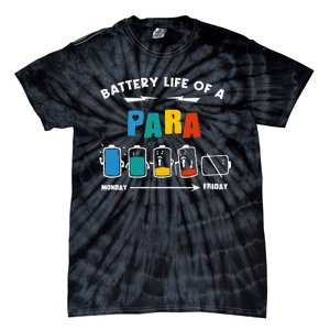 Battery Life Of a Paraprofessional Funny Para Para Teacher Tie-Dye T-Shirt