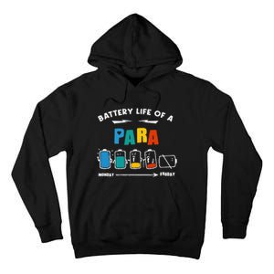 Battery Life Of a Paraprofessional Funny Para Para Teacher Tall Hoodie