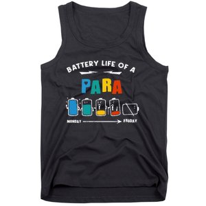 Battery Life Of a Paraprofessional Funny Para Para Teacher Tank Top