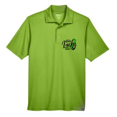 Born Lucky On Saint Patricks Day Great Gift March 17th Birthday Gift Men's Origin Performance Pique Polo