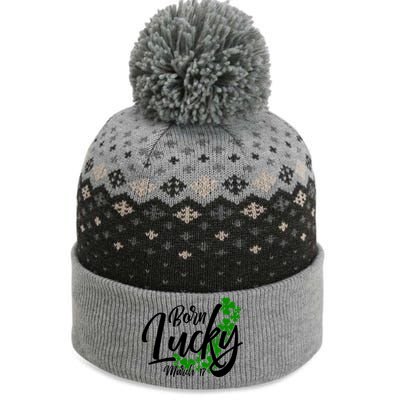 Born Lucky On Saint Patricks Day Great Gift March 17th Birthday Gift The Baniff Cuffed Pom Beanie