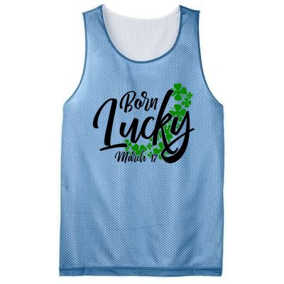 Born Lucky On Saint Patricks Day Great Gift March 17th Birthday Gift Mesh Reversible Basketball Jersey Tank