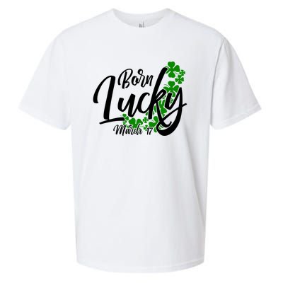 Born Lucky On Saint Patricks Day Great Gift March 17th Birthday Gift Sueded Cloud Jersey T-Shirt