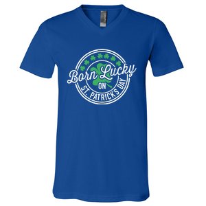 Born Lucky On St Patricks Day For Birthday Party Great Gift V-Neck T-Shirt