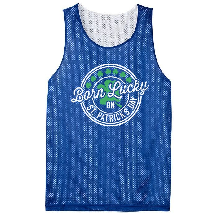 Born Lucky On St Patricks Day For Birthday Party Great Gift Mesh Reversible Basketball Jersey Tank