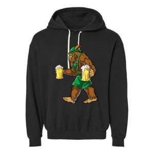 Bigfoot Lederhosen Oktoberfest Prost Beer Mug Garment-Dyed Fleece Hoodie