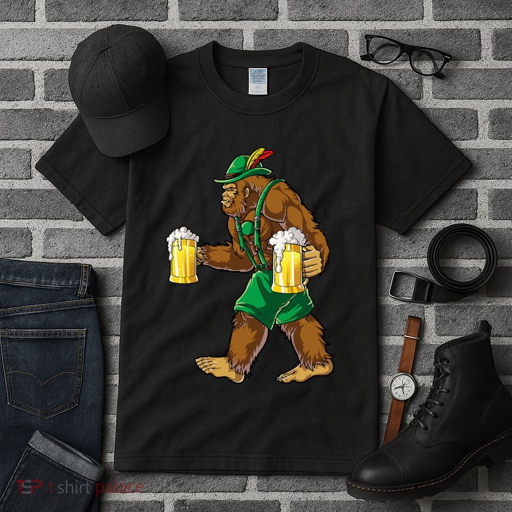 Bigfoot Lederhosen Oktoberfest Prost Beer Mug Tall T-Shirt