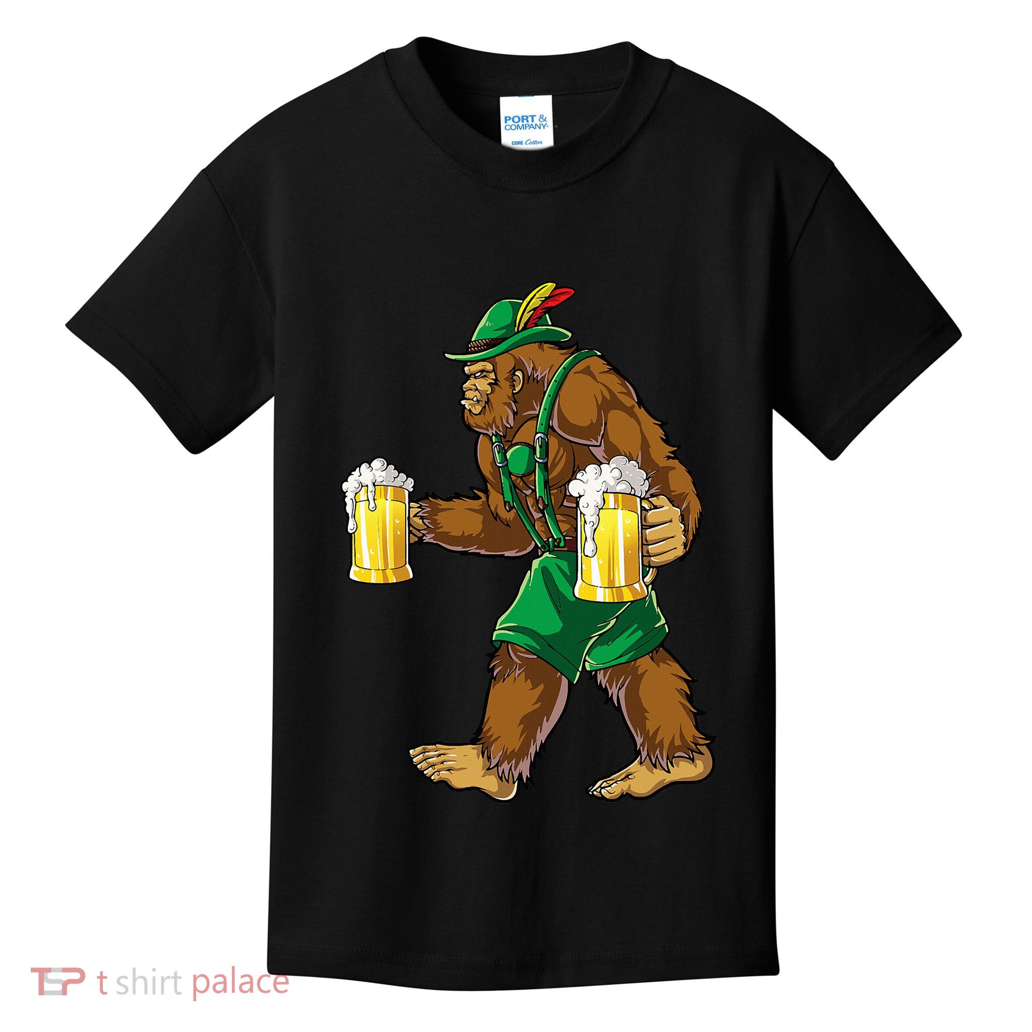 Bigfoot Lederhosen Oktoberfest Prost Beer Mug Kids T-Shirt