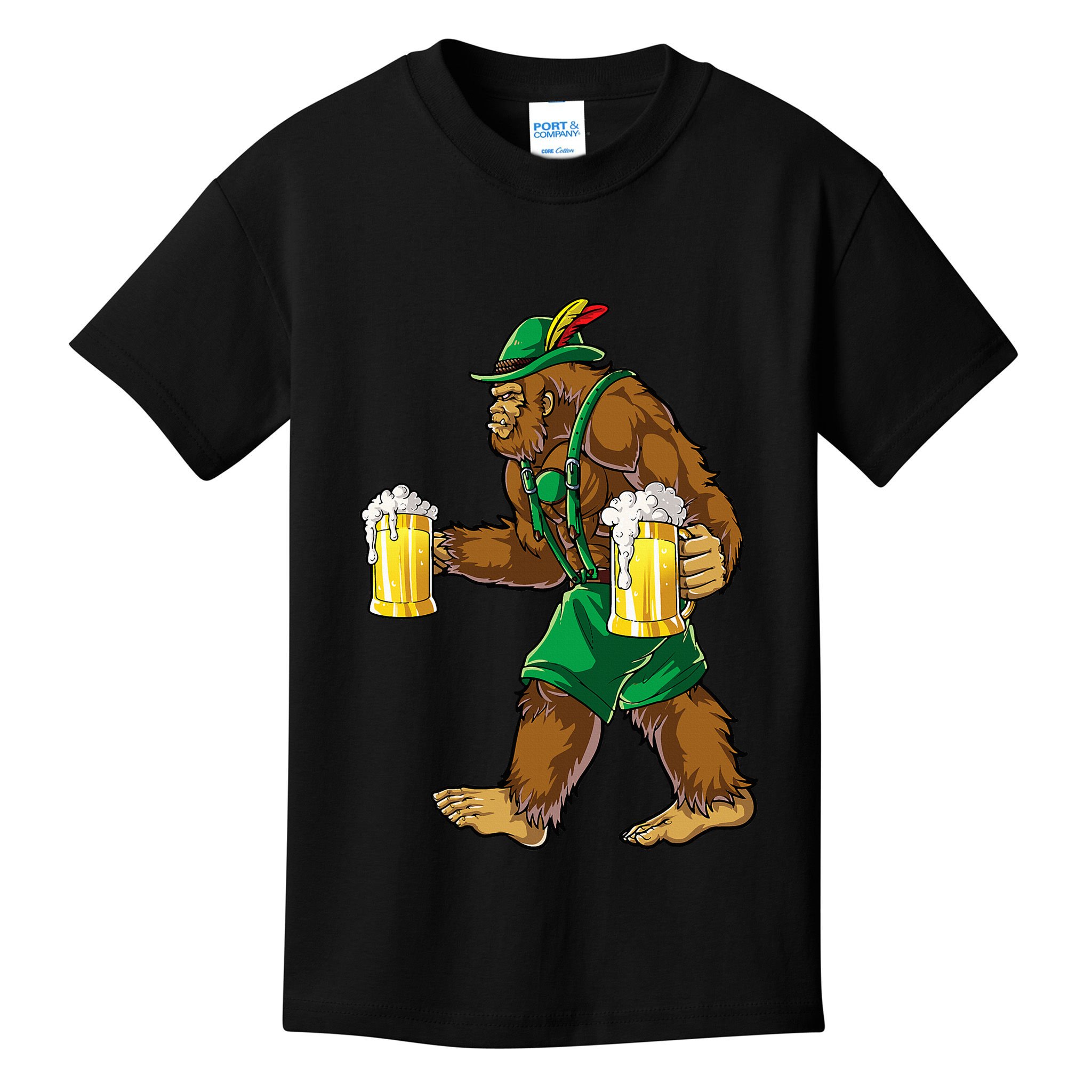 Bigfoot Lederhosen Oktoberfest Prost Beer Mug Kids T-Shirt