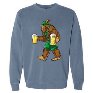 Bigfoot Lederhosen Oktoberfest Prost Beer Mug Garment-Dyed Sweatshirt