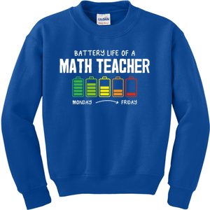 Battery Life Of A Math Teacher Coworker Algebra Teacher Gift Kids Sweatshirt