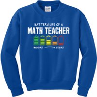 Battery Life Of A Math Teacher Coworker Algebra Teacher Gift Kids Sweatshirt