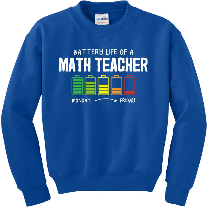 Battery Life Of A Math Teacher Coworker Algebra Teacher Gift Kids Sweatshirt