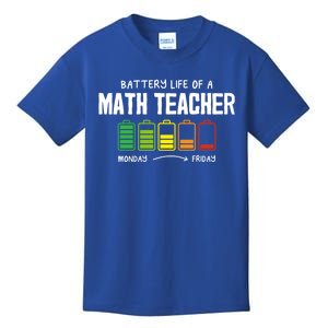 Battery Life Of A Math Teacher Coworker Algebra Teacher Gift Kids T-Shirt