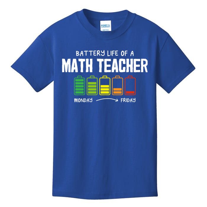 Battery Life Of A Math Teacher Coworker Algebra Teacher Gift Kids T-Shirt