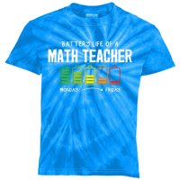 Battery Life Of A Math Teacher Coworker Algebra Teacher Gift Kids Tie-Dye T-Shirt