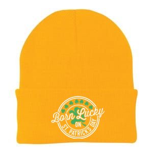 Born Lucky On St Patricks Day For Birthday Party Meaningful Gift Knit Cap Winter Beanie