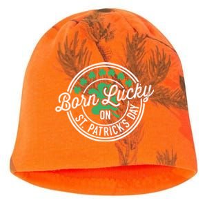 Born Lucky On St Patricks Day For Birthday Party Meaningful Gift Kati - Camo Knit Beanie