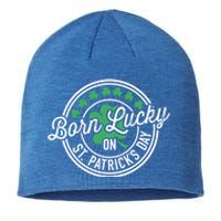 Born Lucky On St Patricks Day For Birthday Party Meaningful Gift Sustainable Beanie