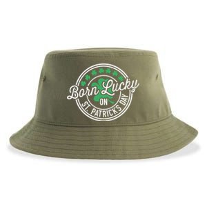 Born Lucky On St Patricks Day For Birthday Party Meaningful Gift Sustainable Bucket Hat