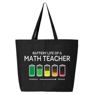 Battery Life Of A Math Teacher Friends Algebra Teacher Buddy Gift 25L Jumbo Tote