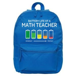 Battery Life Of A Math Teacher Friends Algebra Teacher Buddy Gift 16 in Basic Backpack