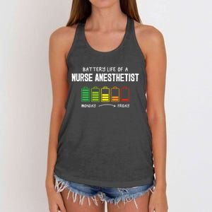 Battery Life Of A Nurse Anesthetist Coworker Crna Colleague Gift Women's Knotted Racerback Tank