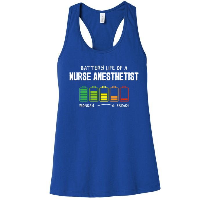 Battery Life Of A Nurse Anesthetist Coworker Crna Colleague Gift Women's Racerback Tank