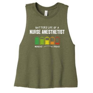 Battery Life Of A Nurse Anesthetist Coworker Crna Colleague Gift Women's Racerback Cropped Tank