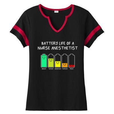 Battery Life Of A Nurse Anesthetist Funny Crna Humor Funny Gift Ladies Halftime Notch Neck Tee