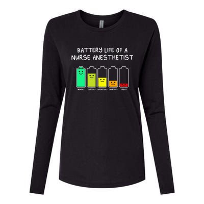 Battery Life Of A Nurse Anesthetist Funny Crna Humor Funny Gift Womens Cotton Relaxed Long Sleeve T-Shirt