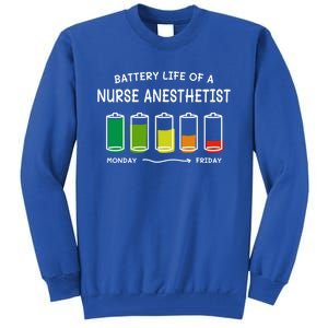 Battery Life Of A Nurse Anesthetist Professional Crna Career Cute Gift Tall Sweatshirt