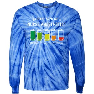 Battery Life Of A Nurse Anesthetist Professional Crna Career Cute Gift Tie-Dye Long Sleeve Shirt