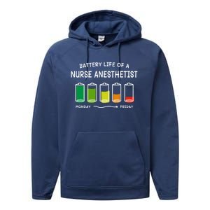 Battery Life Of A Nurse Anesthetist Professional Crna Career Cute Gift Performance Fleece Hoodie