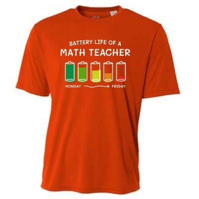 Battery Life Of A Math Teacher Professional Algebra Teacher Cool Gift Cooling Performance Crew T-Shirt