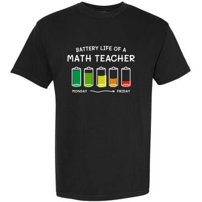 Battery Life Of A Math Teacher Professional Algebra Teacher Cool Gift Garment-Dyed Heavyweight T-Shirt