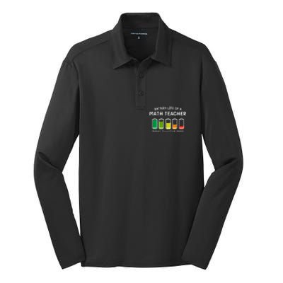 Battery Life Of A Math Teacher Professional Algebra Teacher Cool Gift Silk Touch Performance Long Sleeve Polo