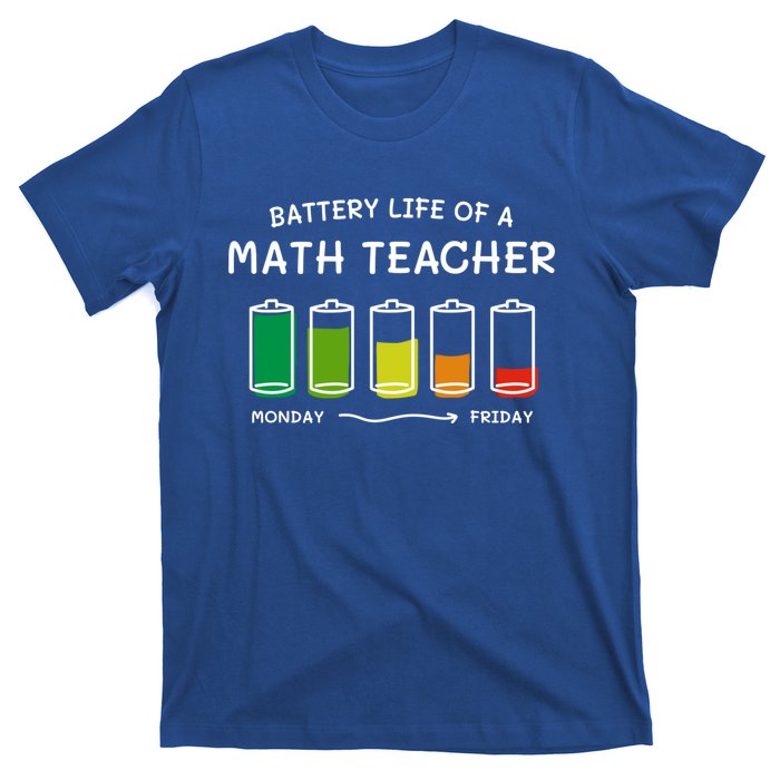 Battery Life Of A Math Teacher Professional Algebra Teacher Cool Gift T-Shirt