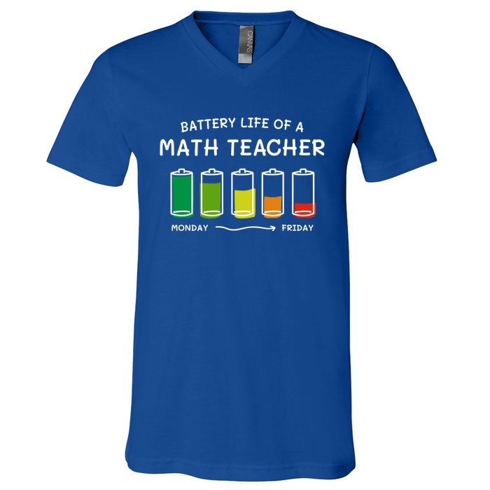 Battery Life Of A Math Teacher Professional Algebra Teacher Cool Gift V-Neck T-Shirt