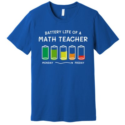 Battery Life Of A Math Teacher Professional Algebra Teacher Cool Gift Premium T-Shirt