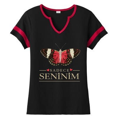 Butterfly Love Outfit Cool Gift Sadece Seninim (Turkish) Gift Ladies Halftime Notch Neck Tee