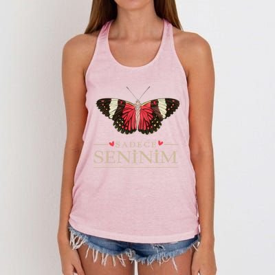 Butterfly Love Outfit Cool Gift Sadece Seninim (Turkish) Gift Women's Knotted Racerback Tank