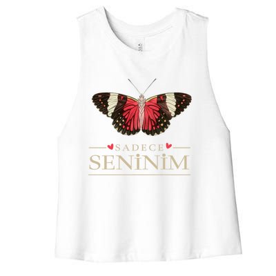 Butterfly Love Outfit Cool Gift Sadece Seninim (Turkish) Gift Women's Racerback Cropped Tank