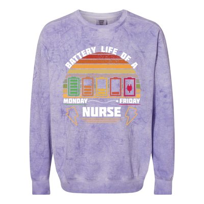 Battery Life Of A Nurse Cna Funny Gift Colorblast Crewneck Sweatshirt