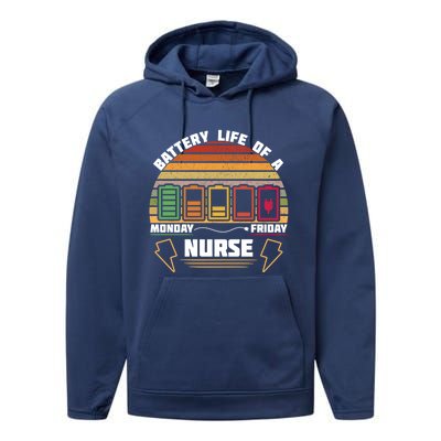 Battery Life Of A Nurse Cna Funny Gift Performance Fleece Hoodie