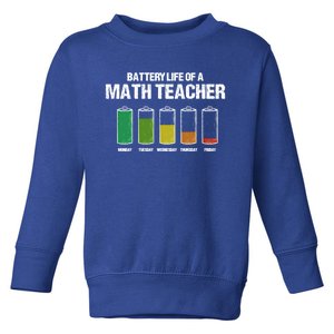 Battery Life Of A Math Teacher Pun Algebra Teacher Joke Gift Toddler Sweatshirt