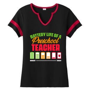 Battery Life Of A Preschool Teacher Great Gift Ladies Halftime Notch Neck Tee