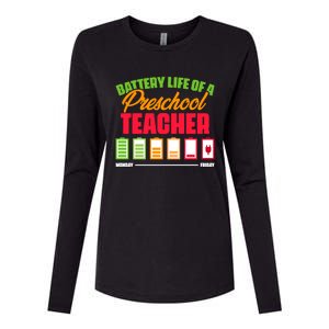 Battery Life Of A Preschool Teacher Great Gift Womens Cotton Relaxed Long Sleeve T-Shirt