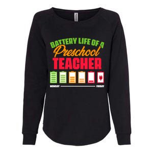 Battery Life Of A Preschool Teacher Great Gift Womens California Wash Sweatshirt