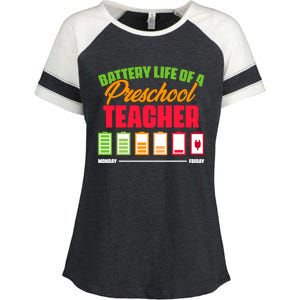 Battery Life Of A Preschool Teacher Great Gift Enza Ladies Jersey Colorblock Tee